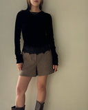 Hem Lace Gather Pullover