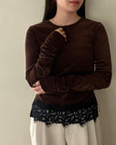 Hem Lace Gather Pullover
