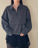 Half-zip Check Pullover