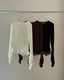 Hem Lace Gather Pullover