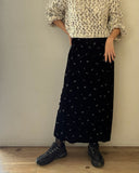 Flower Embroidery Velour Skirt