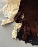 Hem Lace Gather Pullover