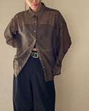 Dot Embroidered Sheer Shirt