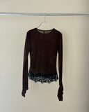 Hem Lace Gather Pullover