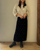 Flower Embroidery Velour Skirt