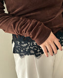 Hem Lace Gather Pullover