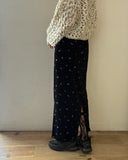 Flower Embroidery Velour Skirt