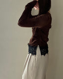 Hem Lace Gather Pullover