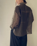 Dot Embroidered Sheer Shirt