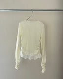 Hem Lace Gather Pullover