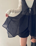 Dot Embroidered Sheer Vest