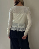 Hem Lace Gather Pullover