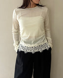 Hem Lace Gather Pullover