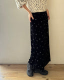 Flower Embroidery Velour Skirt